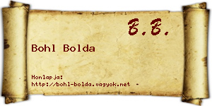 Bohl Bolda névjegykártya
